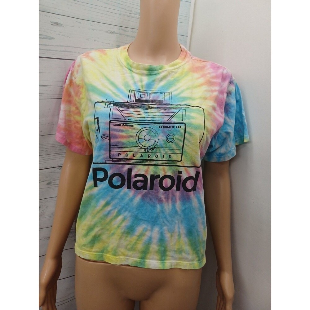 Mad Engine Polaroid Tie-Dye Crop To Shirt Womens T-Shirt Size M
